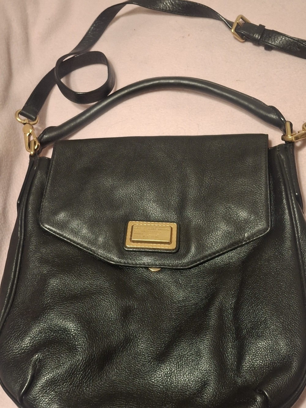 kate spade Black Leather Shoulder Bag with Gold Hardware